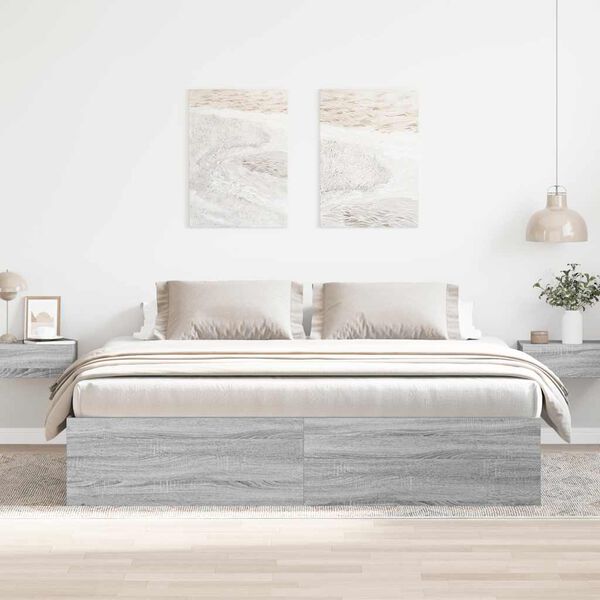 vidaXL Cadre de lit sans matelas sonoma gris 200x200 cm