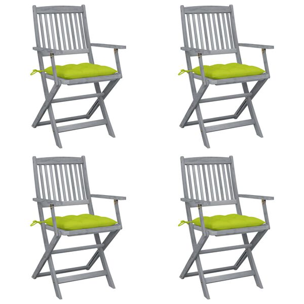 vidaXL Chaises pliables d'ext&eacute;rieur lot de 4 et coussins Bois d'acacia