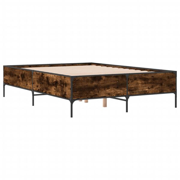 vidaXL Cadre de lit sans matelas chêne fumé 135x190 cm