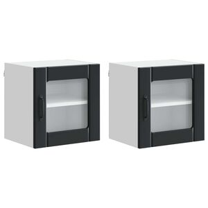 vidaXL Cabinet en verre mural LUCCA 2 pcs Noir 40 x 31 x 40 cm