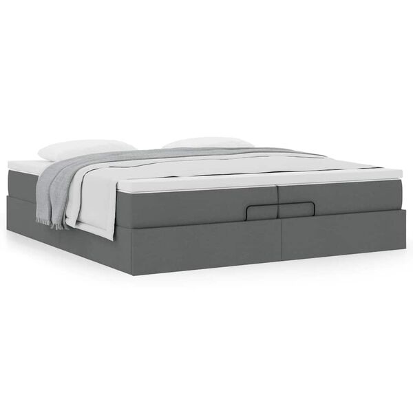 VidaXL Cadre de lit ottoman avec matelas gris foncé 200x200cm tissu