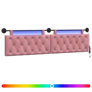 vidaXL T&ecirc;te de lit suspendue Avec lumi&egrave;re LED Rose Velours