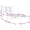 vidaXL Cadre de lit métal sans matelas avec tête de lit noir 75x190 cm