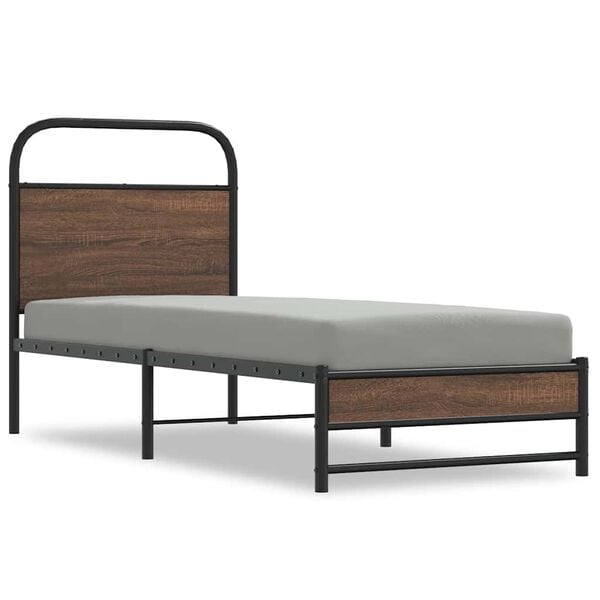vidaXL Cadre de lit sans matelas 75x190cm ch&ecirc;ne marron bois ing&eacute;nierie