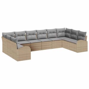vidaXL Ensemble de canap&eacute; de jardin 10 pcs Beige et Gris clair