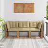 vidaXL Canap&eacute; d&rsquo;ext&eacute;rieur milieu et coin avec coussin 3 Pi&egrave;ce Naturel