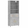 vidaXL Buffet haut Gris b&eacute;ton 69,5x34x180 cm Bois d'ing&eacute;nierie