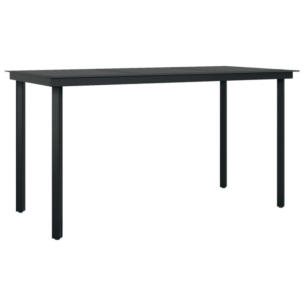vidaXL Table &agrave; d&icirc;ner de jardin Noir 140x70x74 cm Acier et verre