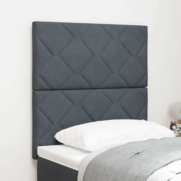 vidaXL T&ecirc;te de lit avec t&ecirc;te de lit Gris fonc&eacute; 80 cm Velours