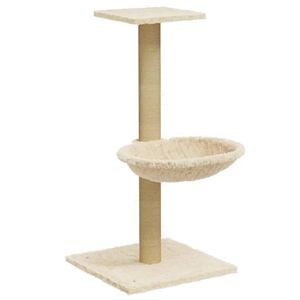 vidaXL Arbre &agrave; chat avec griffoir en sisal Cr&egrave;me 74 cm