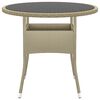 vidaXL Table de jardin Ø80x75 cm Verre trempé/résine tressée Beige