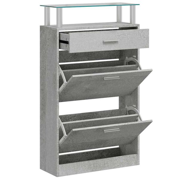 vidaXL Armoire &agrave; chaussures Gris b&eacute;ton 63x24x104 cm Bois d'ing&eacute;nierie