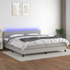 vidaXL Sommier &agrave; lattes de lit matelas LED Gris clair 200x200 cm Tissu