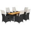 vidaXL Ensemble &agrave; manger de jardin coussins 7 pcs noir r&eacute;sine tress&eacute;e