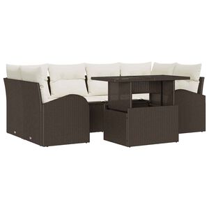 vidaXL Ensemble de canap&eacute; de jardin 7 pcs Marron Poly rotin
