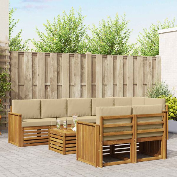 vidaXL Ensembles de canap&eacute;s avec coussin 9 pcs Naturel et Beige