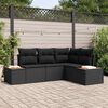 vidaXL Ensemble de canap&eacute; de jardin avec coussin 4 pcs Noir Polyrotin