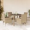 vidaXL Ensemble &agrave; manger de jardin et coussins 5 pcs beige rotin verre