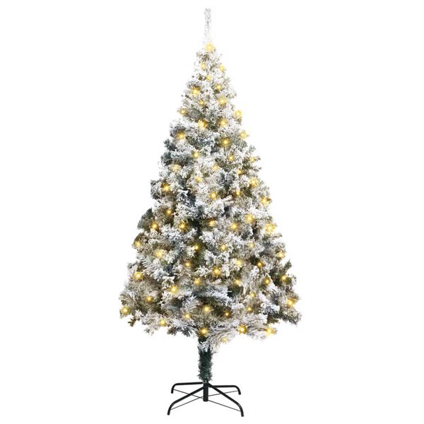 vidaXL Sapin de No&euml;l artificiel Blanc 180 cm PVC, Acier et Plastique