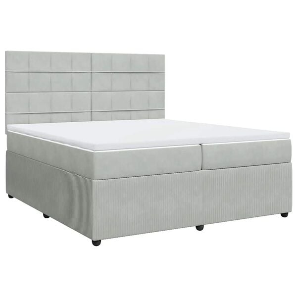 vidaXL Sommier &agrave; lattes de lit et matelas Gris clair 200x200cm Velours