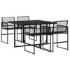 vidaXL Ensemble &agrave; manger de jardin 5 pcs Noir R&eacute;sine tress&eacute;e