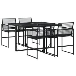 vidaXL Ensemble &agrave; manger de jardin 5 pcs Noir R&eacute;sine tress&eacute;e