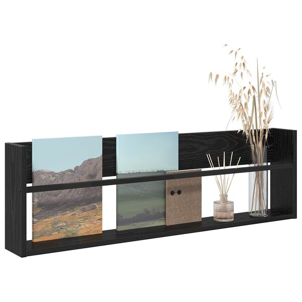 vidaXL &Eacute;tag&egrave;re &agrave; magazines avec &eacute;tag&egrave;re Ch&ecirc;ne noir 100 x 12 x 30 cm
