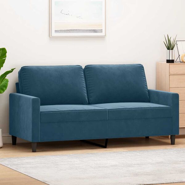 vidaXL Canap&eacute; &agrave; 2 places Bleu 140 cm Velours
