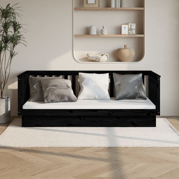 vidaXL Lit de jour sans matelas noir 100x200 cm bois de pin massif