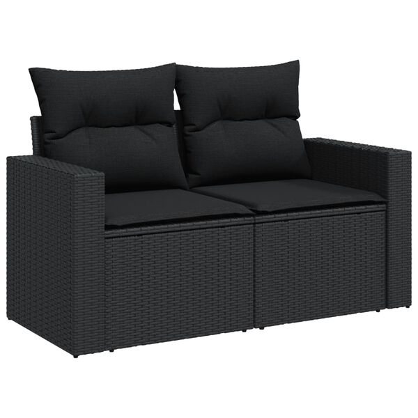 vidaXL Salon de jardin 5 pcs avec coussins noir r&eacute;sine tress&eacute;e