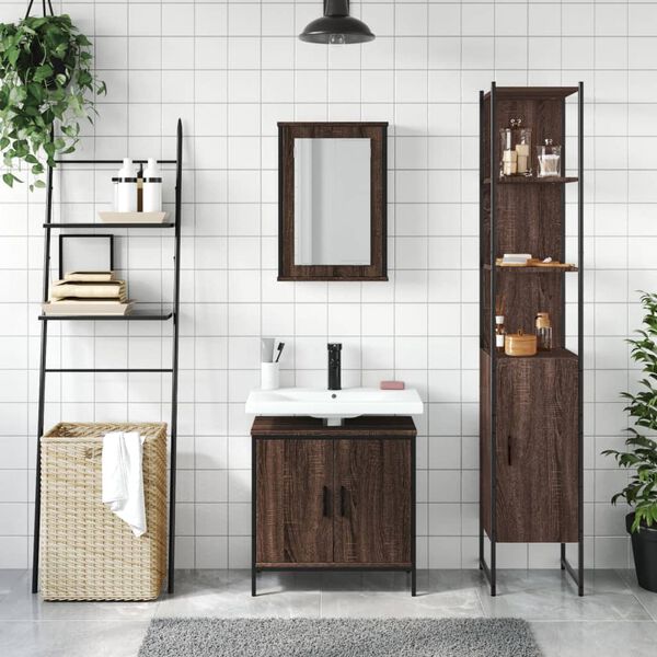 vidaXL Ensemble de meubles de salle de bain 3 pcs Ch&ecirc;ne marron