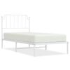 vidaXL Cadre de lit m&eacute;tal sans matelas avec t&ecirc;te de lit blanc 90x200cm