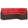 vidaXL Ensemble de canap&eacute; de jardin 4 pcs Marron et rouge polyrotin