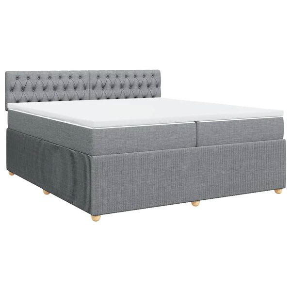 vidaXL Sommier &agrave; lattes de lit avec matelas Gris clair 200x200cm Tissu
