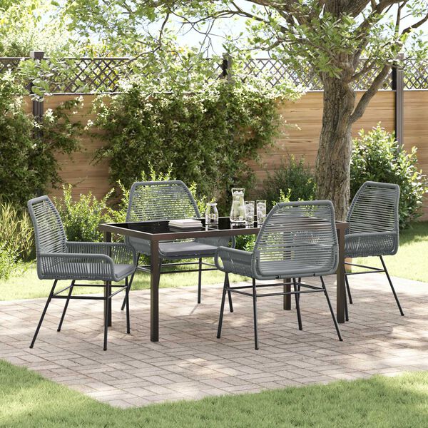 vidaXL Ensemble de salle &agrave; manger pour jardin 5 pcs Gris polyrotin