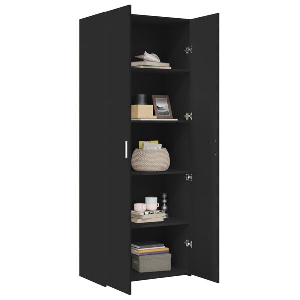 vidaXL Buffet haut noir 70x42,5x185 cm bois d'ingénierie