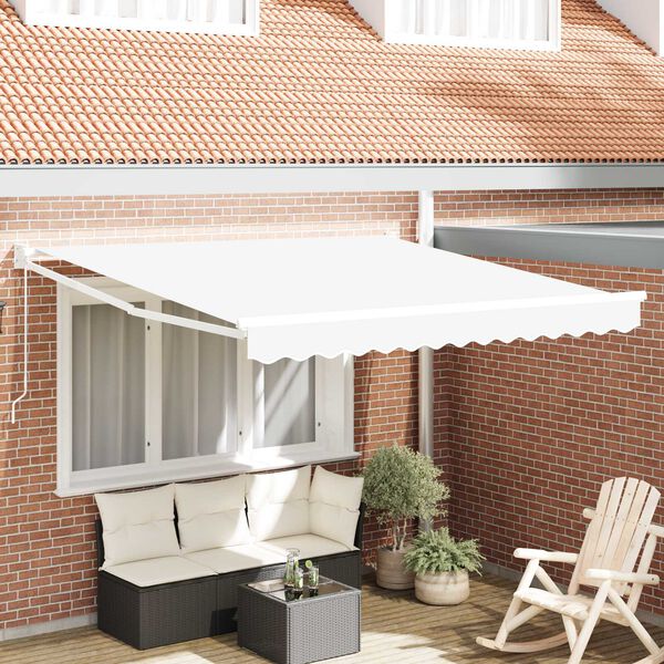 vidaXL Auvent R&eacute;tractable Blanc 350 x 250 cm tissu