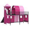 vidaXL Lit mezzanine pour enfants Noir et rose 99,5 x 190 cm M&eacute;tал