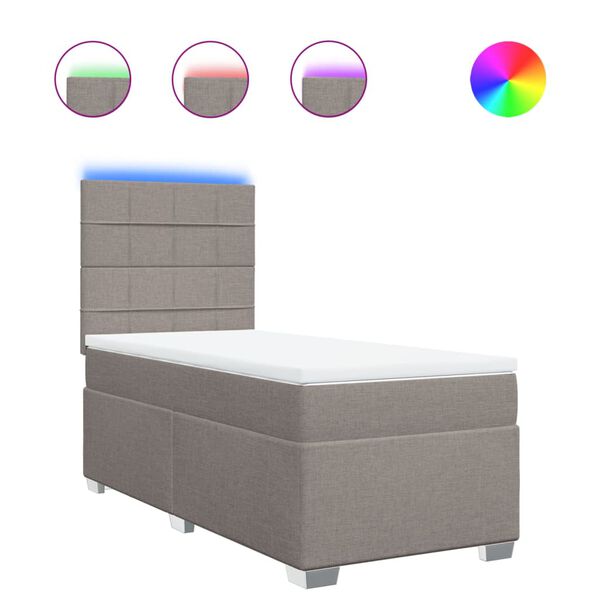 vidaXL Sommier &agrave; lattes de lit avec matelas Taupe 80x200 cm Tissu