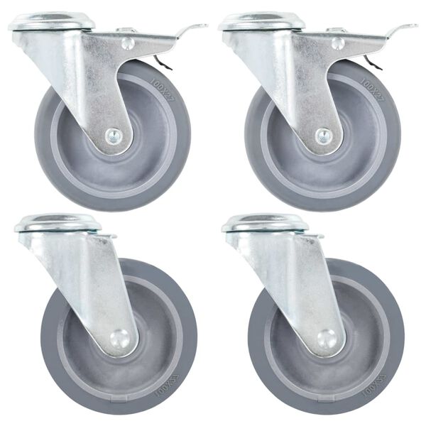 vidaXL 4 pcs Roulettes pivotantes à trou de boulon 100 mm