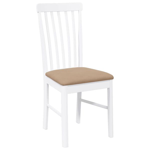 vidaXL Chaises à manger coussins 2 pcs blanc bois massif caoutchouc