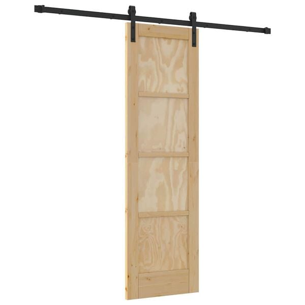 vidaXL Porte coulissante Naturel et Noir 61 x 198,5 cm Pin massif