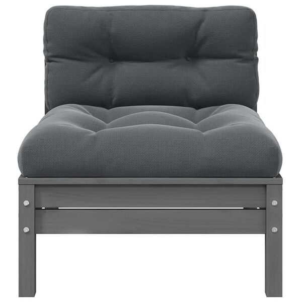 vidaXL Canapé central de jardin avec coussins anthracite Gris Pin