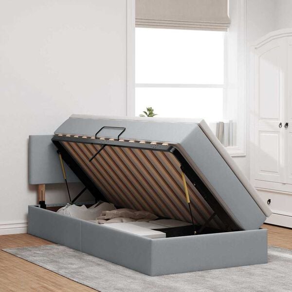 vidaXL Lit avec rangement et matelas Gris clair 100 x 200 cm