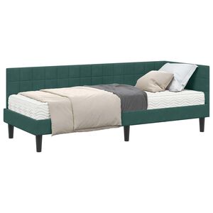 vidaXL Cadre de lit d'angle avec matelas 2 pc Vert fonc&eacute; 80 x 200 cm