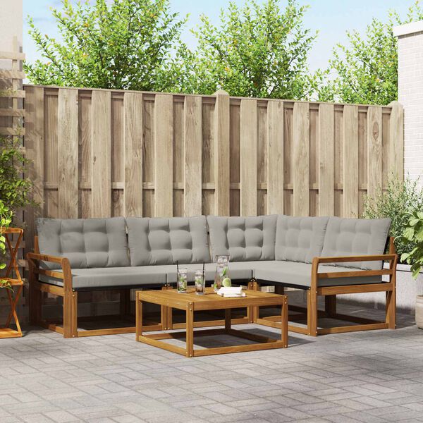 vidaXL Ensemble de canap&eacute;s d'ext&eacute;rieur 5 pcs Gris Naturel et Clair