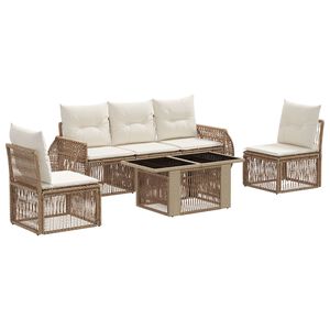 vidaXL Ensemble de canap&eacute; de jardin 6 pc Beige et blanc cr&egrave;me