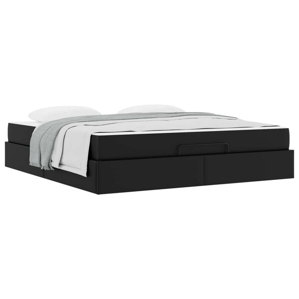 vidaXL Cadre de lit avec matelas avec matelas 2 pcs Noir PVC