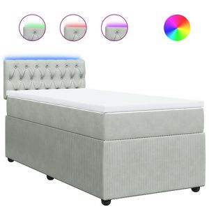 vidaXL Sommier &agrave; lattes de lit et matelas Gris clair 80x200 cm Velours