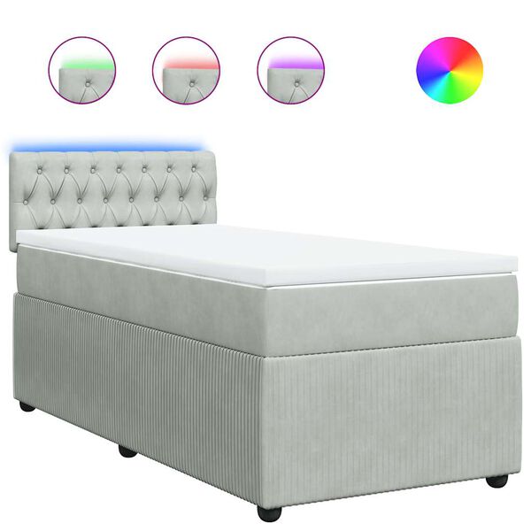 vidaXL Sommier &agrave; lattes de lit et matelas Gris clair 80x200 cm Velours